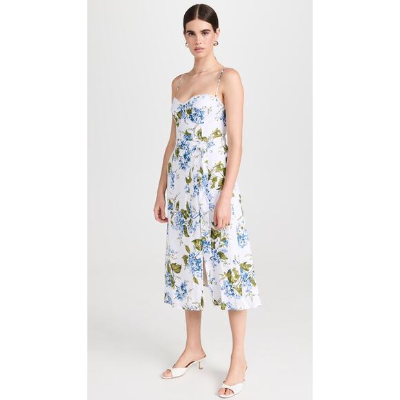 REFORMATION 'Keiryn' Linen Maxi Dress in Riviera Blue White Print US 12 NWT $278 - Picture 3 of 16